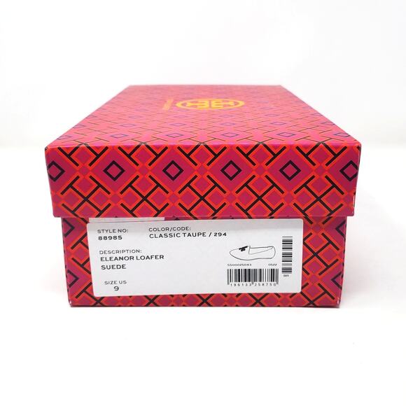 Tory Burch Eleanor Loafer Flat Shoes Suede Classic Taupe 88985 Logo Size US 9 - Picture 12 of 12